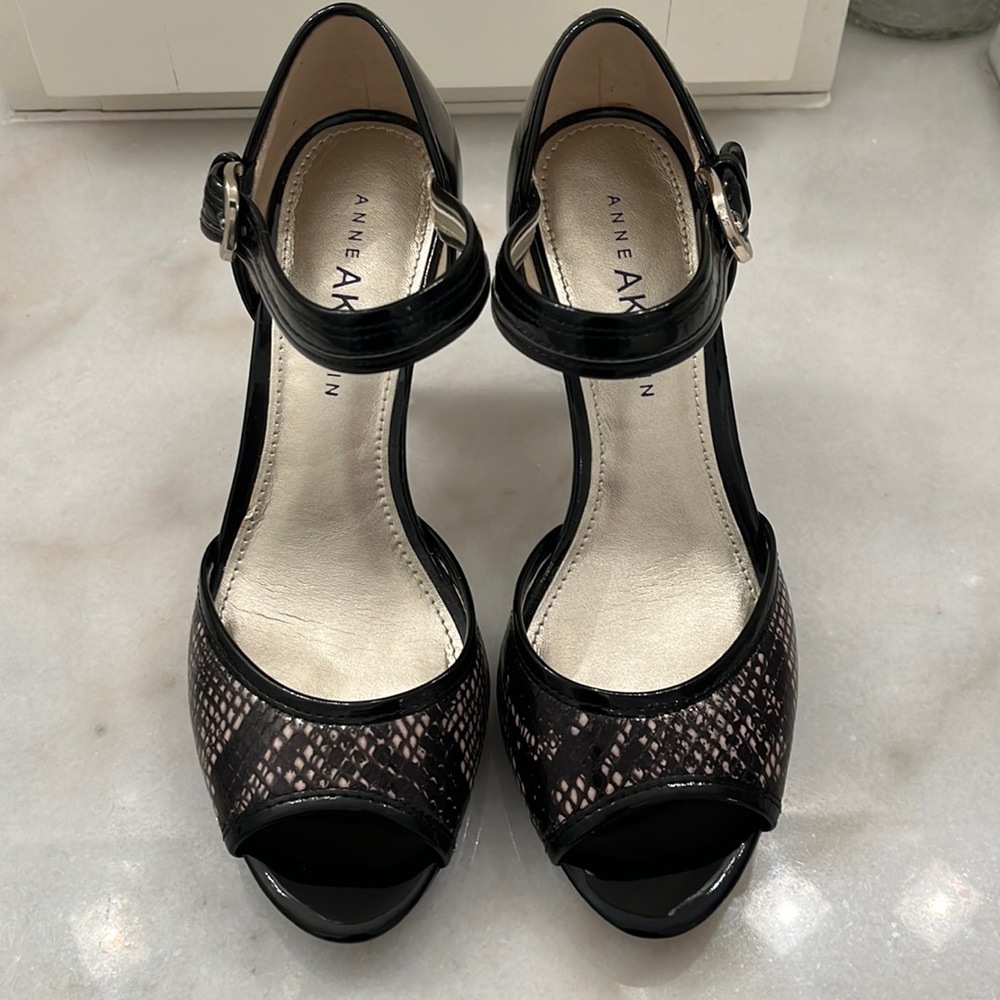 Anne Klein - Etenia black, peep toe heels